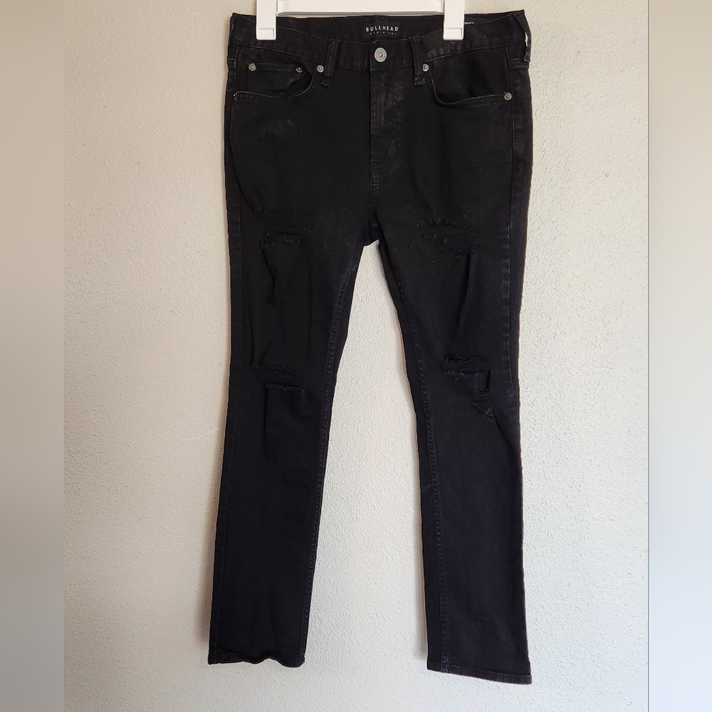 Men's Bullhead Black Distressed Skinny Jeans Size 32 30